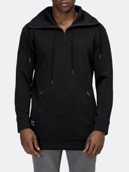 Unisex Mock Neck Half Zip Sweatshirt - Black