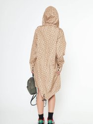 Unisex Vector Printed Hooded Jacket In Camel