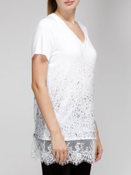 Women's Lace Detail V Neck Tee