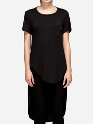 Women's Open Back Elongated Tee In Black - Black