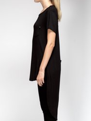 Women's Open Back Elongated Tee In Black