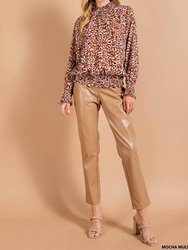 Animal Print Blouse In Mocha Multi - Mocha Multi