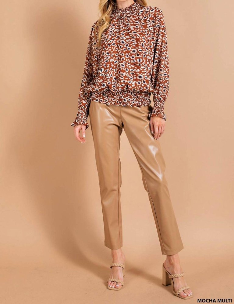 Animal Print Blouse In Mocha Multi - Mocha Multi