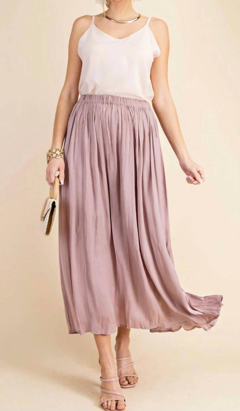 Deep Side Slit A-Line Skirt In Mauve - Mauve