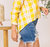 Gauze Plaid Button Down Long Sleeve Shirt In Yellow