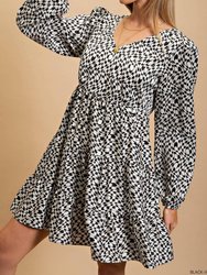 Geo Checkered Print Dress