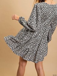 Geo Checkered Print Dress