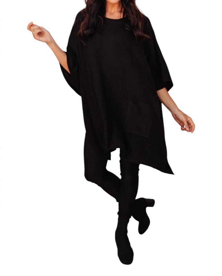 Pocket Poncho In Black - Black