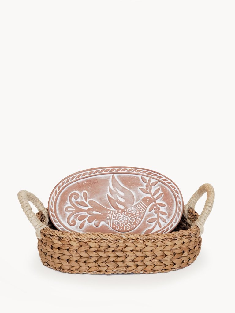 Bread Warmer & Basket - Bird Oval - Natural