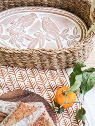Bread Warmer & Basket - Lovebirds Oval