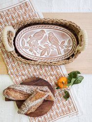 Bread Warmer & Basket - Lovebirds Oval