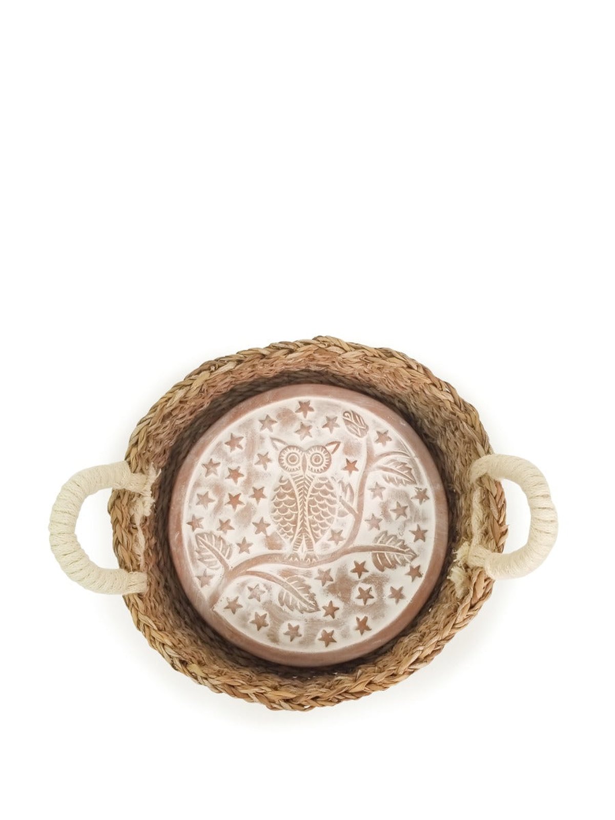 Bread Warmer & Basket Gift Set With Light Brown Tea Towel - Owl Oval by  KORISSA