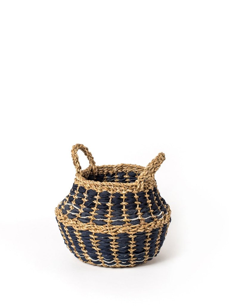 Daya Denim Foldable Basket (Set of 2) - Blue