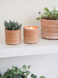 Hand Etched Terracotta Garden Pot Candle