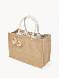 Jute Canvas Shopping Bag With Pompom
