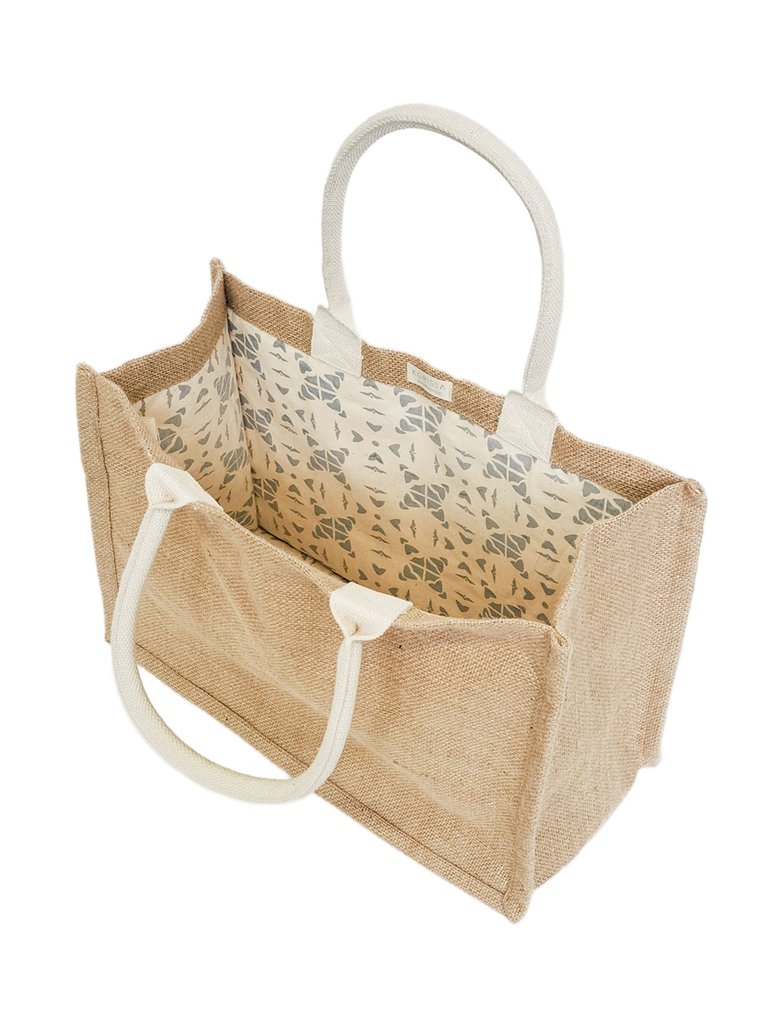 Jute Canvas Shopping Bag With Pompom