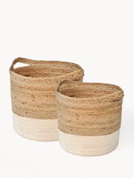 Kata Colorblock Basket - Natural, White