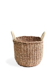 Savar Basket With White Handle - Natural, White
