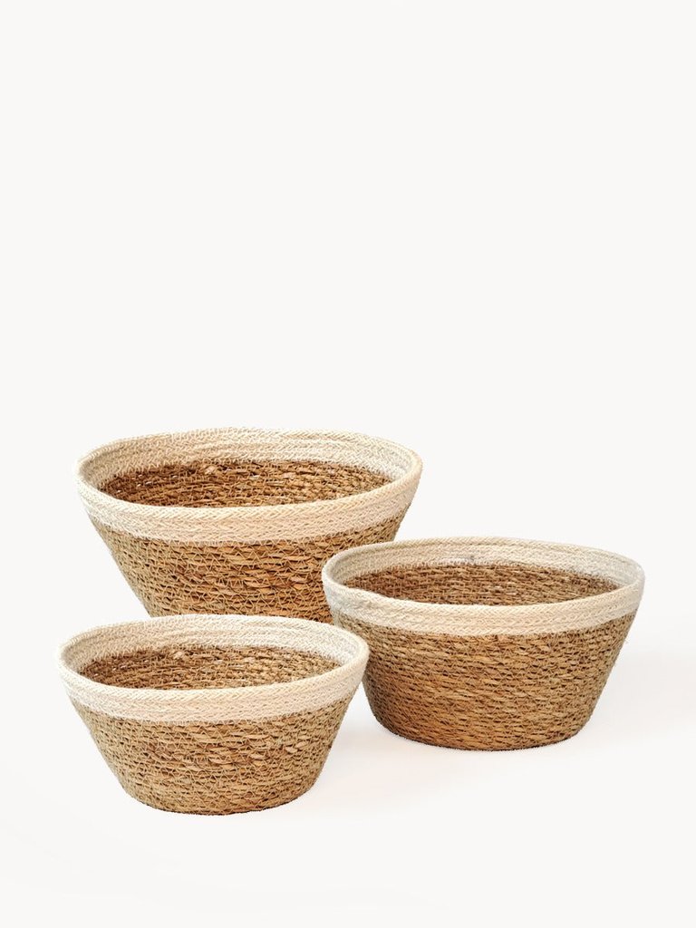 Savar Plant Bowl (Set of 3) - Natural, white