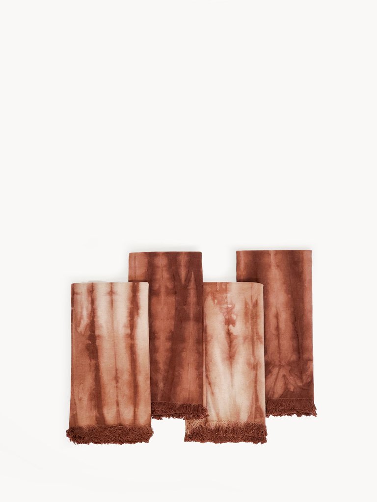 Tie Dye Cotton Napkin - Brown - Set Of 4
