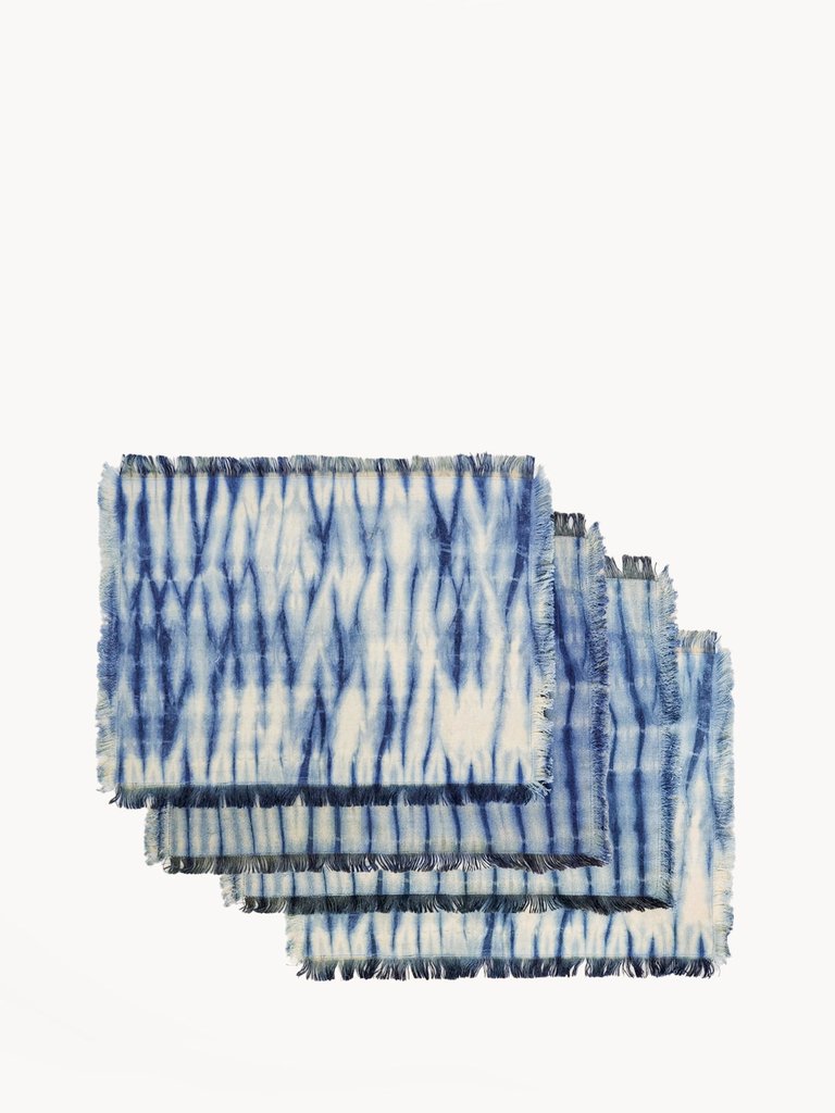 Tie Dye Cotton Placemat - Indigo Blue - Set Of 4