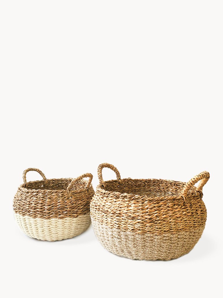 Ula Floor Basket - Natural - Natural/White