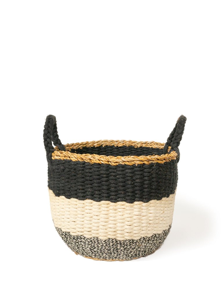Ula Stripe Basket - Natural, White and Black