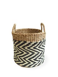 Ula Zigzag Basket - Natural, Black , White