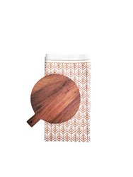 Wooden Round Serving Board Gift Set - Light Brown
