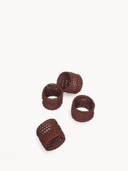 Woven Palm Fiber Napkin Ring - Brown - Set Of 4 - Brown