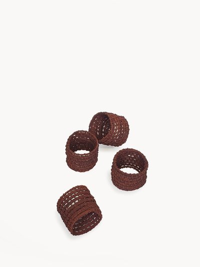KORISSA Woven Palm Fiber Napkin Ring - Brown - Set Of 4 product