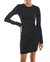 Ruched Long Sleeve Dress In Black