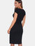 Womens/Ladies Cap Sleeve Wrap Jersey Dress - Black