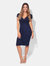 Womens/Ladies Cap Sleeve Wrap Jersey Dress - Navy