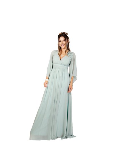 Krisp Womens/Ladies Chiffon Wrap Angel Sleeve Maxi Dress - Sage Green product