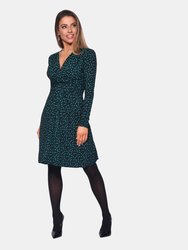 Womens/Ladies Ditsy Print Knot Front Dress - Teal - Teal