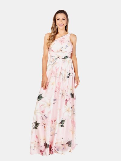 Krisp Womens/Ladies Floral Chiffon One Shoulder Maxi Dress - Pink product