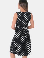 Womens/Ladies Knot Front Polka Dot Mini Dress - Black/White
