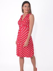 Womens/Ladies Knot Front Polka Dot Mini Dress - Red/White - Red/White