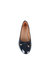Womens/ladies Patent Leather Ballerina Pumps With Bow - Navy