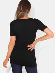 Womens/Ladies Plain Longline Jersey Top - Black