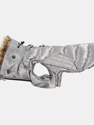 Kruuse Buster Quilted Active Dog Coat With Faux Fur Trim - Grey