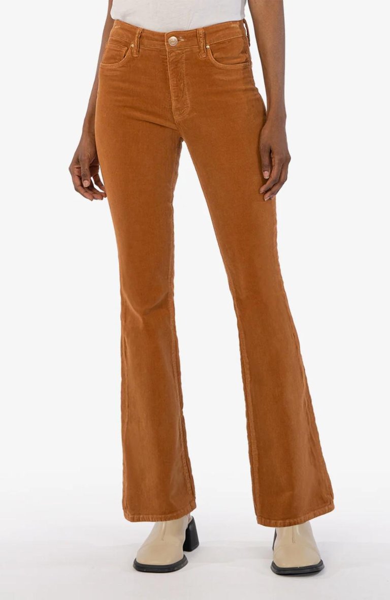 Ana Corduroy High Rise Fab Ab Flare Jeans In Butterscotch - Butterscotch