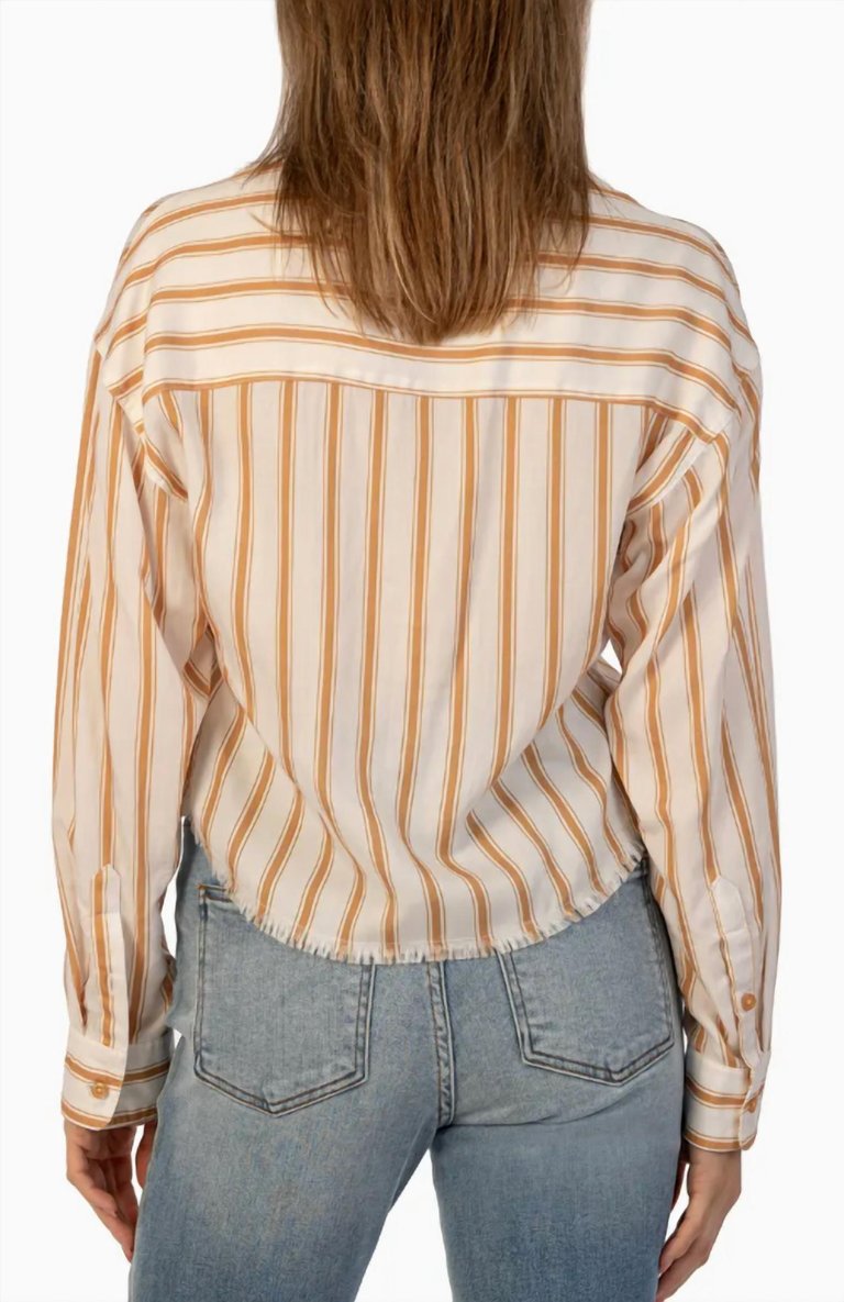 Collette Button Down Shirt In White/gold