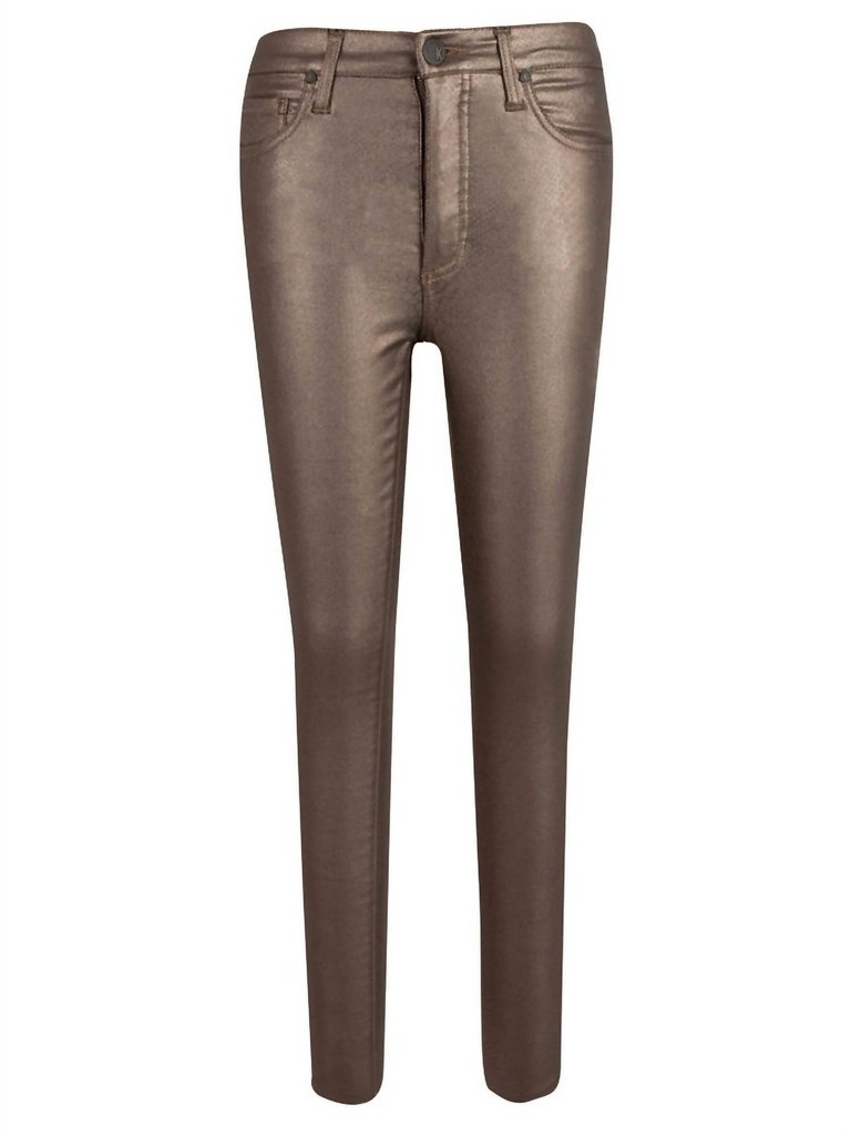 Connie High Rise Fab Ab Skinny Jeans In Metallic Bronze - Metallic Bronze