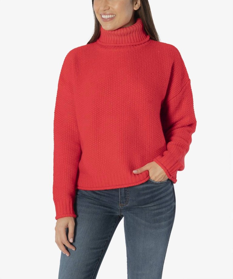 Hailee Turtleneck Sweater In Red - Red