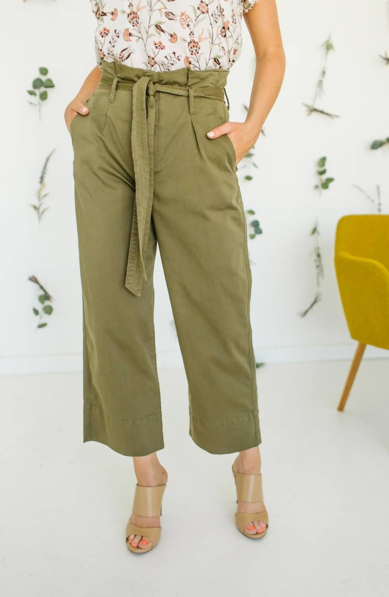 Katie Paperbag Pant In Olive - Olive