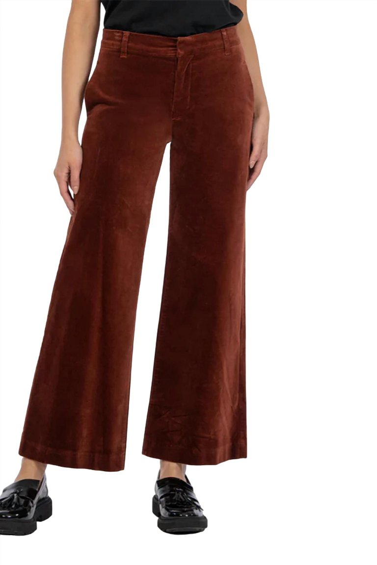 Meg High Rise Velveteen Trouser In Brick - Brick