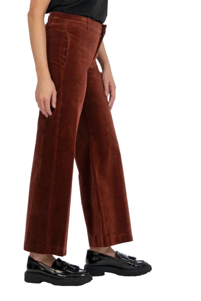 Meg High Rise Velveteen Trouser In Brick