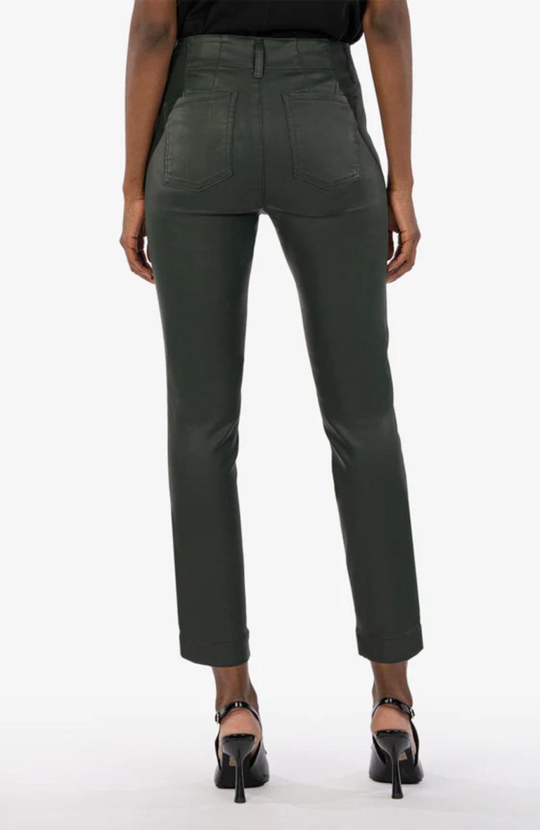 Reese Coated Ankle Straight Jeans In Forest